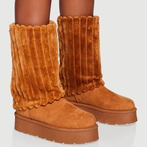 Rainbow Tan Faux Fur Winter Boots